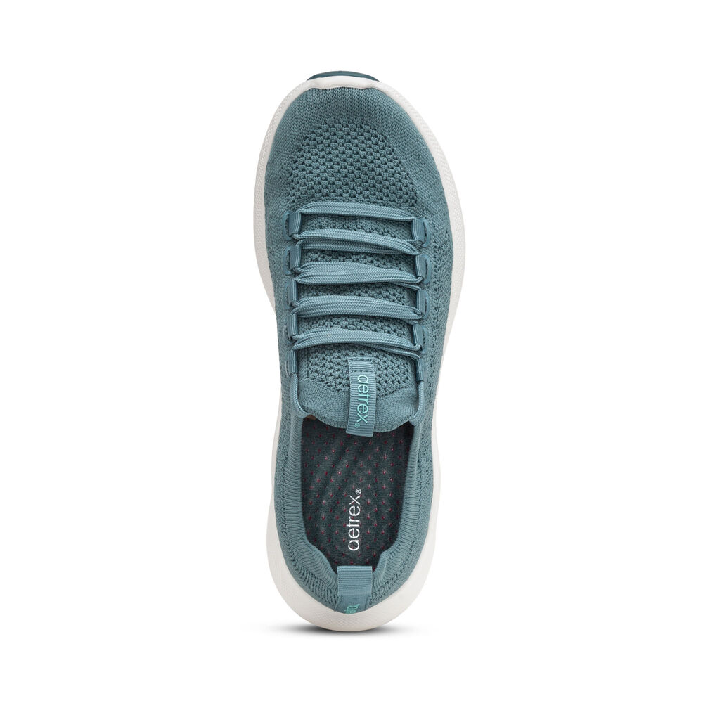 Aetrex Women's Carly Arch Support Sneakers - Teal | USA MWQ8UAZ